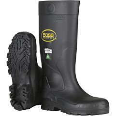 Boss 383-820/7 Black Pvc Full Safety Steel Toe And Midsole Boot, Size 7