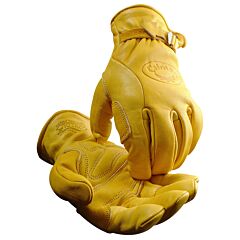 Caiman 1304-5 Premium Top Grain Cowhide Leather Drivers Gloves, Kontour™ Design W/ Keystone Thumb, Gold, Size Large