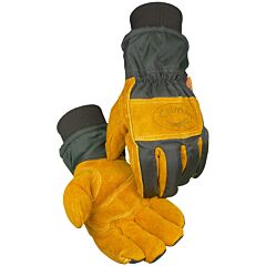 Caiman 1352-5 Cowhide Leather Palm Gloves With Polyester Back, Heatrac® Insulation, Brown, Size Large