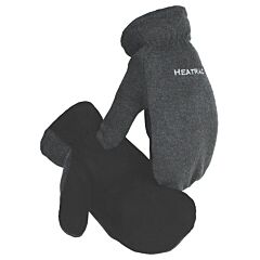 Caiman 1396-4 Black Deer Split Leather Palm Mitten With Fleece Back And Heatrac® Insulation, Black, Size Medium
