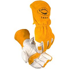 Caiman 1434-5 Cow Grain Mig, Stick, Multi-Task Welding Gloves, Gold, Size Large