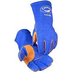 Caiman 1440 Welding Gloves, Blue Reinforced, Foam Lined, Blue, Size Large