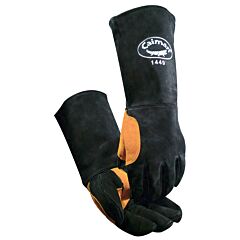 Caiman 1449 Welding Gloves, Black, Reflective Insulation, 18, Black, Size Large