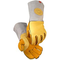 Caiman 1485-6 Elk Skin Wool Insulated Unlined Palm Mig/Stick Welding Gloves, Gold, Size X-Large