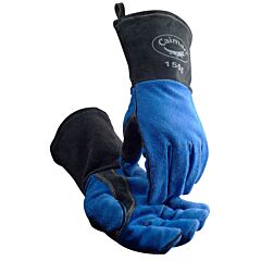 Caiman 1506 Welding Gloves, Blue Cow Split, Kevlar Stitching, Kontour, Straight Thumb, Os, Blue, Size Large