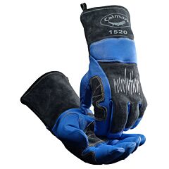 Caiman 1520 Welding Gloves, Premium Blue Goat Grain, Kontour Wrist, Wool Insulated, Os, Blue, Size Large