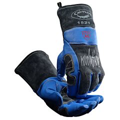 Caiman 1521 Welding Gloves, Premium Blue Goat Grain, Kontour Wrist, Wool Insulated, Os, Blue, Size Large