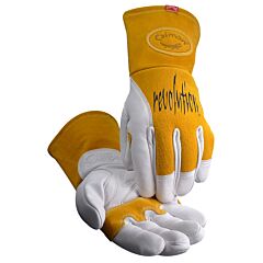 Caiman 1810-6 Cow Grain Unlined Palm 2-Layer Insulated Back Mig/Stick Welding Gloves, Gold, Size X-Large