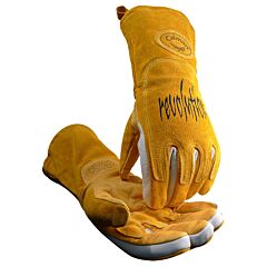 Caiman 1812-6 Pig Grain Fr Cotton Fleece Lined Mig/Stick Welding Gloves, Gold, Size X-Large