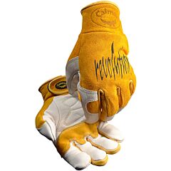 Caiman 1828-4 Cow Grain Unlined Tig/Mig Welding Gloves, Gold, Size Medium