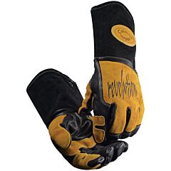 Caiman 1832-5 Premium Top Grain Leather Fr Fleece Lined Mig/Stick Welding Gloves, Gold, Size Large