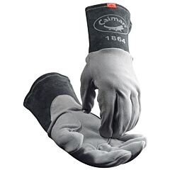 Caiman 1864-4 Deerskin Unlined Lean-On Patch Tig Welding Gloves, Gray, Size Medium