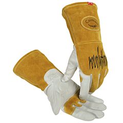 Caiman 1868-3 Goat Grain Fr Back Unlined Palm Tig/Mig Welding Gloves, Gold, Size Small