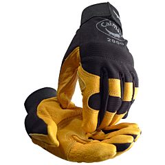 Caiman 2900-6 Multi-Activity Gloves With Pig Grain Leather Palm With Black Spandex Back, Black, Size X-Large