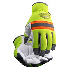 Caiman 2908-6 Multi-Activity Gloves With Sheep Grain Leather Palm And Hi-Vis Yellow Padded Back, Hi-Vis Yellow, Size X-Large