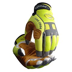 Caiman 2984-4 Multi-Activity Gloves With Goat Grain Leather Patch Palm And Hi-Vis Airmesh™ Back, Hi-Vis Yellow, Size Medium
