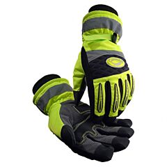 Caiman 2991-5 Synthetic Leather Patch Palm Gloves With Hi-Vis Polyester Back, Heatrac® Insulation, Hi-Vis Yellow, Size Large