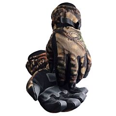Caiman 2992-6 Synthetic Leather Patch Palm Gloves With Camouflage Fleece Back, Heatrac Insulation, Camouflage, Size X-Large