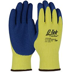 G-Tek 09-K1320/Xs Seamless Knit Polykor® Blended Gloves With Latex Coated Crinkle Grip On Palm & Fingers, Yellow, Size X-Small