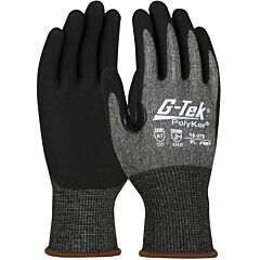 G-Tek 16-278/L Seamless Knit Polykor® X7™ Blended Gloves With Nitrile Coated Microsurface Grip On Palm & Fingers, Touchscreen Compatible, Black, Size Large