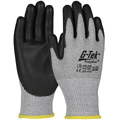 G-Tek 16-561/Xs Seamless Knit Polykor® Blended Gloves With Polyurethane Coated Flat Grip On Palm & Fingers, Touchscreen Compatible, Gray, Size X-Small
