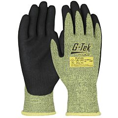 G-Tek 16-Ar413/Xxl Ar Seamless Knit Polykor®/Aramid Blend Gloves With Neoprene Microsurface Grip On Palm & Fingers, Green, Size 2X-Large