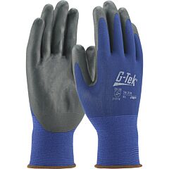 G-Tek 34-315/M Seamless Knit Polyester Gloves With Nitrile Coated Foam Grip On Palm & Fingers, Blue, Size Medium