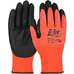 G-Tek 41-8156/S Seamless Knit Single-Layer Polykor® Acrylic Blend Gloves With Nitrile Foam Grip On Palm & Fingers, Touchscreen Compatible, Orange, Size Small