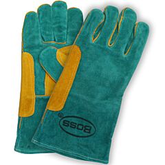 Ironcat 1Jl0946K Split Cowhide Leather Welders Gloves, Fleece Lined Palm, Fully Lined, Wing Thumb, Teal, Size Large