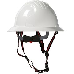 Jsp 280-Ev6161V-Ch-10 Vented, Full Brim Safety Helmet With Hdpe Shell, 4-Point Chinstrap, 6-Point Suspension And Wheel Ratchet Adjustment, White