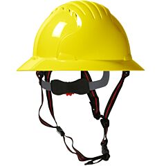 Jsp 280-Ev6161V-Ch-20 Vented, Full Brim Safety Helmet With Hdpe Shell, 4-Point Chinstrap, 6-Point Suspension And Wheel Ratchet Adjustment, Yellow