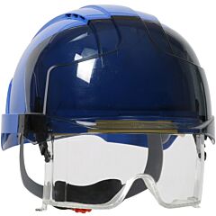 Jsp 280-Evlv-50S Type I, Vented Industrial Safety Helmet With Lightweight Abs Shell, Integrated Ansi Z87.1 Eye Protection, 6-Point Polyester Suspension And Wheel Ratchet Adjustment, Blue-Smoke