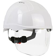 Jsp 280-Evsv-01W Type I, Vented Industrial Safety Helmet With Lightweight Abs Shell, Integrated Ansi Z87.1 Faceshield, 6-Point Polyester Suspension And Wheel Ratchet Adjustment, White