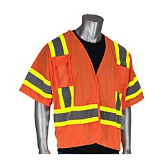 Pip 303-5Pmtt-Or/S Ansi Type R Class 3 Two-Tone Breakaway Vest, Hi-Vis Orange, Size Small
