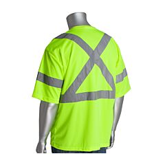 Pip 313-1400-Ly/5X Ansi Type R Class 3 And Can/Csa Z96 X-Back Short Sleeve T-Shirt, Hi-Vis Yellow, Size 5X-Large