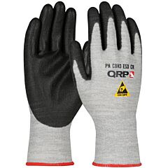 Qrp Cbh3Esdcr-2X Esd Safe Seamless Knit Cut Resistant Gloves With Polyurethane Coated Palm & Fingers, Salt & Pepper, Size 2X-Large