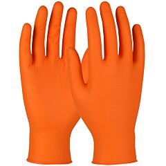 Qrp Qht09M Premium Grade Disposable Nitrile Gloves, Powder Free With Textured Grip, 7 Mil, Orange, Size Medium