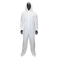 West Chester 3709/Xxxxxl Posiwear Ub Coverall With Elastic Wrist & Ankle, Attached Hood & Boot, White, Size 5X-Large