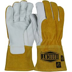 West Chester 6243/S Top Grain Goatskin Leather Mig Welder'S Gloves With Split Cowhide Leather Back With Para-Aramid Liner And Kevlar® Stitching, Split Leather Gauntlet Cuff, Brown, Size Small