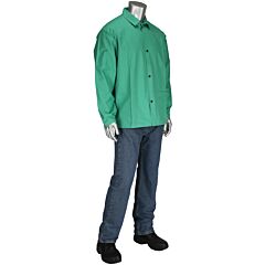 West Chester 7040/2Xl Economy Fr Treated 100% Cotton Welders Jacket, 30", Green, Size 2X-Large