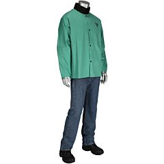 West Chester 7050/Xl Fr Treated 100 % Cotton Sateen Jacket, Green, Size X-Large