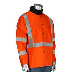 West Chester 7060/Xl Hi-Vis Fr Treated 100% Cotton Sateen Jacket, Hi-Vis Orange, Size X-Large