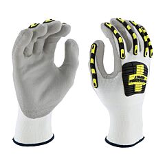 West Chester 713Hgwub/2Xl Seamless Knit Hppe Blended Gloves With Impact Protection And Polyurethane Coated Palm & Fingers, White, Size 2X-Large
