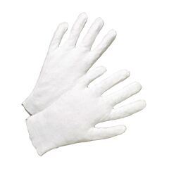 West Chester 805/L Heavy-Weight Cotton Lisle Inspection Gloves With Unhemmed Cuff, White, Size Large