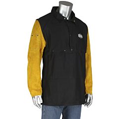 West Chester 8051/4Xl Combination Fr Cotton Leather Cape Sleeve With Apron, Dark Brown, Size 4X-Large