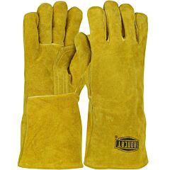 West Chester 9040/L Ironcat® Select Shoulder Split Cowhide Leather Welder'S Gloves With Cotton Foam Liner And Kevlar® Stitching, Gold, Size Large