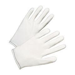 West Chester 905/Xl 70 Denier Tricot Inspection Gloves With Rolled Hem Cuff, White, Size X-Large
