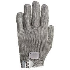 Us Mesh Usm-1180-L Stainless Steel Mesh Gloves With Steel Prong Closure, Wrist Length, Silver, Size Large