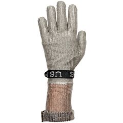 Us Mesh Usm-1305-Xl Stainless Steel Mesh Gloves With Adjustable Snap-Back Strap Closure, Forearm Length, Silver, Size X-Large