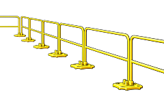 Bluewater 501103 3.5' Roof Safety Railing Kit, Includes 1 Yellow Galvanized Rail And 1 Yellow Base